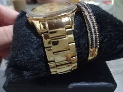 Relgio Banhado A Ouro E Bracelete