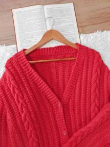 Cardigan Vermelho De Croch