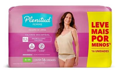 Fralda Plenitude Feminina P/m Com 16