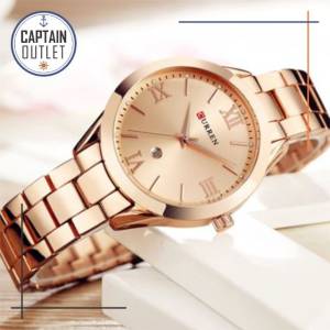 Relgio Feminino Curren Luxo Importado Elegante Ao Quartzo