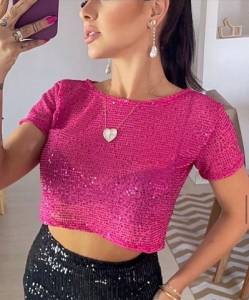 Blusa Paet Rosa