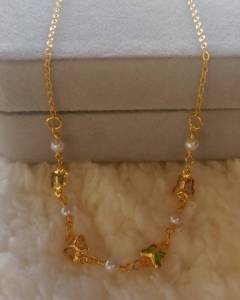 Choker Folheado Borboletas E Prolas
