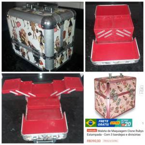 Maleta De Maquiagem Grande C 3 Bandejas 30cm De Alt/28comprim/19larg