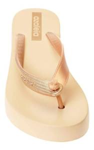 Tamanco Feminino Mari Light Dourado/bege Azaleia- Original