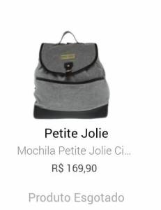 Mochila Petit Jolie (aceito Troca Em Slip)