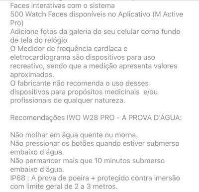 Smartwatch W28 Pro Disponvel Cor Preta