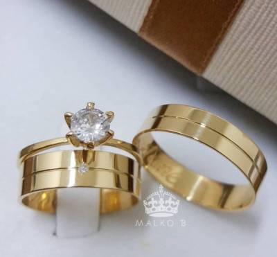 Pares De Alianas De Moeda Antiga Com Pedras De Zircnia