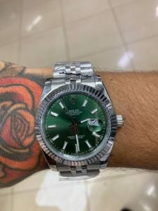Rolex Datejust Fundo Verde Com Caixa E Manual.