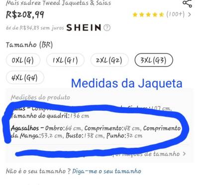 Conjunto Jaqueta E Saia Shein Plus Size / Leia A Descrio