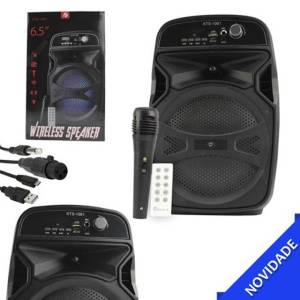Caixa De Som Wireless Amplificada Karaoke Kts-1061 Controle