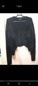 Casaco Cropped Preto Peludinho Novo Nunca Usado P/m