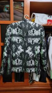 Blazer Bordado Com So Jorge , Preto Com Desenho Prata
