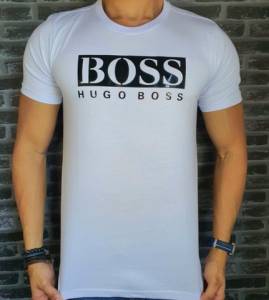 Camiseta Boss Logo Azul Preta Branca Camiseta Peruana Cotton