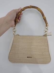 Bolsa Satinato Palha E Bambu