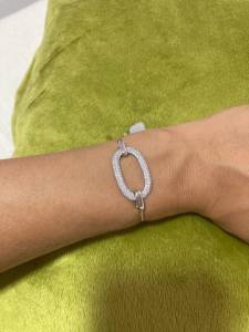 Pulseira Banhada De Rdio Branco E Pedras Cravejadas - Nova