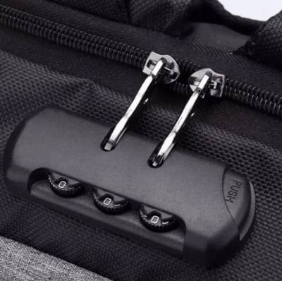 Mochila Antifurto Com Sada Usb Cadeado De Metal