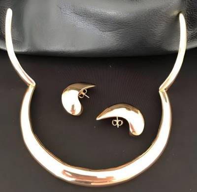 Brinco E Colar Articulado (banhado A Ouro 18k, 10mm)
