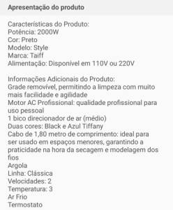 Secador Taiff Style 2000w Semi-novo
