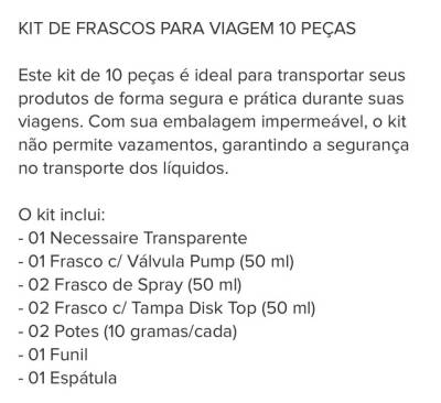 Kit Viagem 10 Peas
