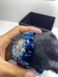 Relgio Masculino Bvgari Azul Tachymeter Pulseira Azul