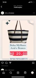 Bolsa Listras Azul Marinho E Branco