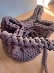 Bolsa Saco Fio De Malha Cor Lavanda