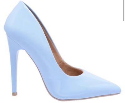 Scarpin Alto Azul Beb Verniz 35/36- Novo