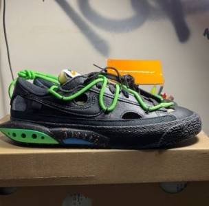 Off-white X Nike Blazer Low Black And Electro Green