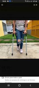 Par De Muletas Alumnio Altura Regulvel De Alumnio