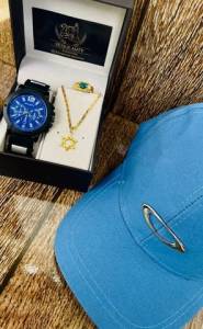 Kit Promocional Relgio Masculino + Colar E Anel + Bon De Brinde