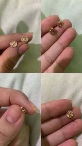 Brinco Rosa Banhado Em Ouro 18k