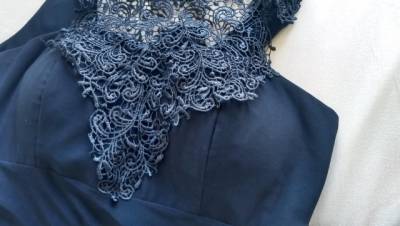 Vestido De Festa Gg Sereia Marinho Em Malha Drapeado
