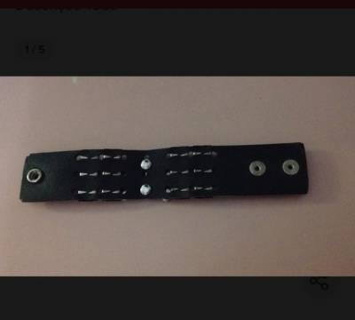 Pulseira Couro Metal Caveira Pouco Usada Ler Descrio Toda
