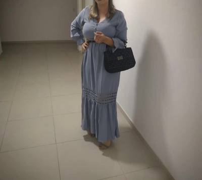 Desapego: Qualidade Vestido Azul Empoeirado Veste G
