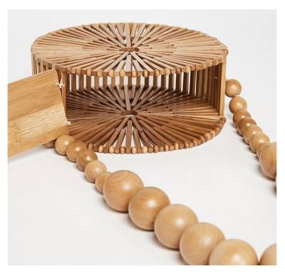 Bolsa Praia Natureza Madeira Bambu Nova 20 Cm. Menor Preço