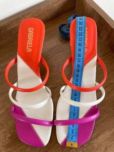 Tamanco Gabriela Tiras Fcsia/off-white/laranja - Nmero 37