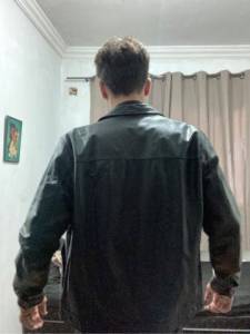 Jaqueta De Couro Legtimo Preta