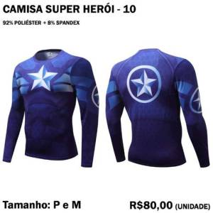 Camisa Super Heri Manga Longa Capito Amrica - Modelo 10