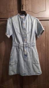 Vestido Jeans Lez A Lez Curto Bordado Azul