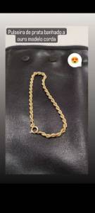 Pulseira De Prata Banhada A Ouro Modelo Corda