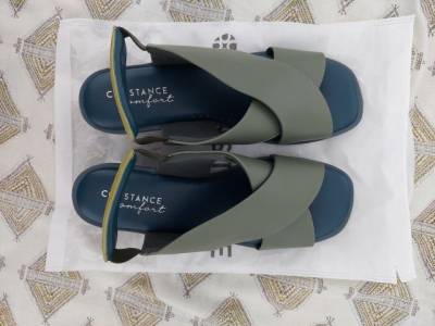 Sandlia Comfort Couro Verde Tiras Cruzadas Constance