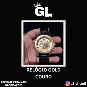 Relgio Gold Pulseira De Couro