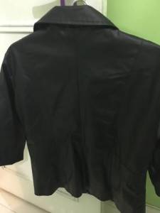 Promoo 50%- Jaqueta Feminina, Couro Sinttico Preto, Usada, Tam P