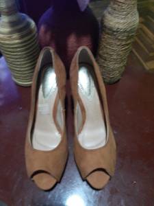 Sapato Peep Toe Marrom Novo - Tam. 37
