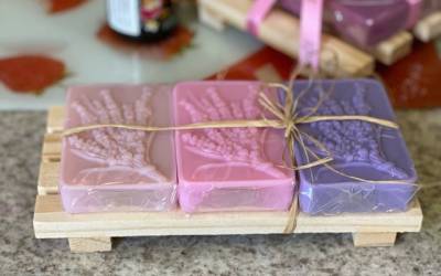 Kit De 3 Sabonetes Artesanais De Lavanda