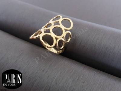 Anel Circulos Lisos, Banho Ouro 18 Kilates. (garantia De 1 Ano)