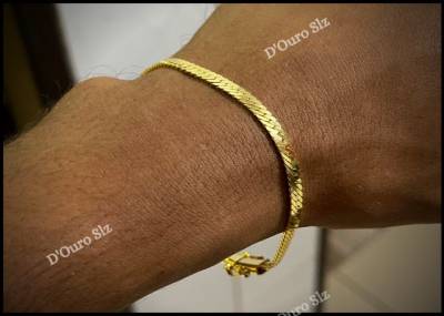 Pulseira Banhada Em Ouro 18k Rabo De Gato Flat