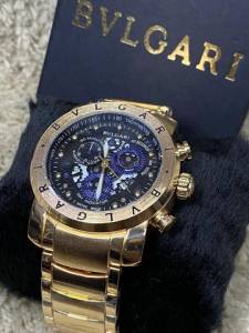 Relgio Bvlgari Skeleton Dourado Preto Azul
