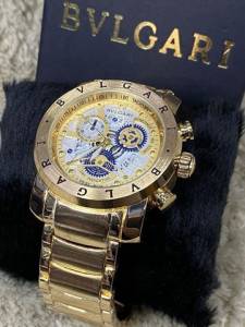 Relgio Bvlgari Skeleton Dourado Branco