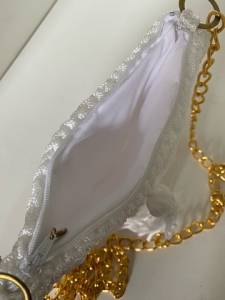 Bolsa Croch Branca Com Ala Dourada